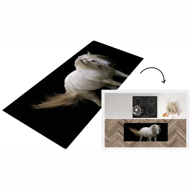 KitchenYeah Keukenloper - Loper keuken - Paarden - Boerderijdieren - Zwart - Keukenloper vinyl Multicolor