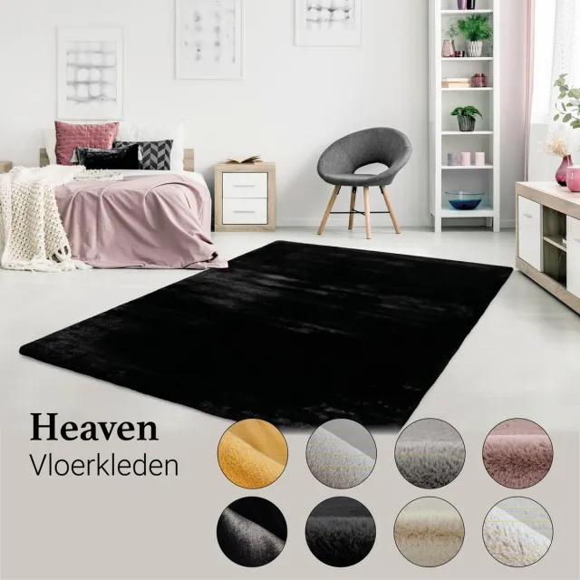 Tapijtenmagazijn Lalee Heaven - Vloerkleed - Tapijt – Karpet - Hoogpolig - Superzacht -comfy Fluffy - rabbit fur- 200x290 cm zwart