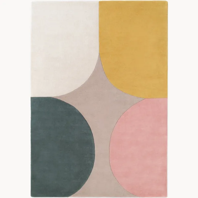 Ted Baker Handgeweven wollen hoogpolig vloerkleed Cecil Beige, Kleurrijk