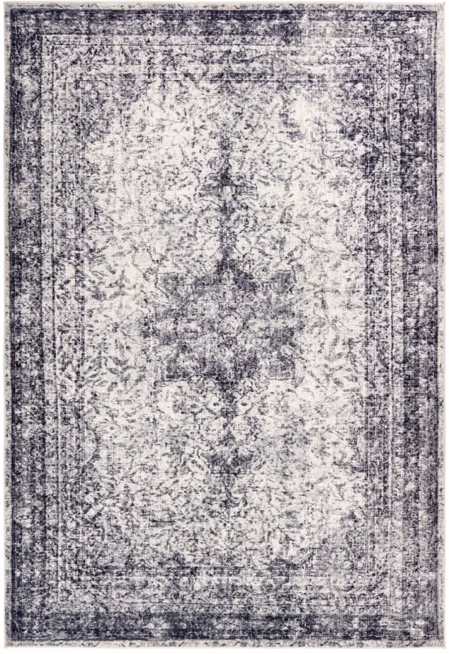 Padiro elegant laagpolig vloerkleed 120 x 170 cm - lichtgrijs - vintage patroon - voor vloerverwarming - van polyester en katoen