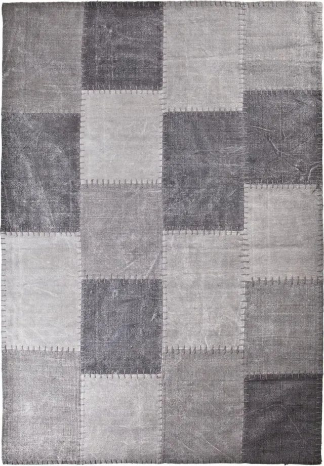 Meubelplaats Vloerkleed Mono Patchwork - Antraciet - 220 x 290 cm - 100% katoen - By-Boo