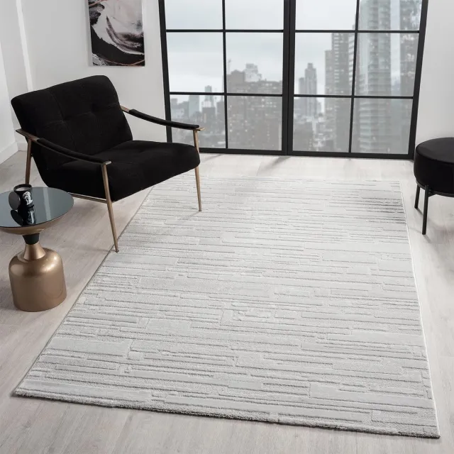 Ibenzoa Vloerkleed met Moderne Steenlook en 3D-effect voor Woonkamer en Slaapkamer, Grijs, 200 x 290 cm