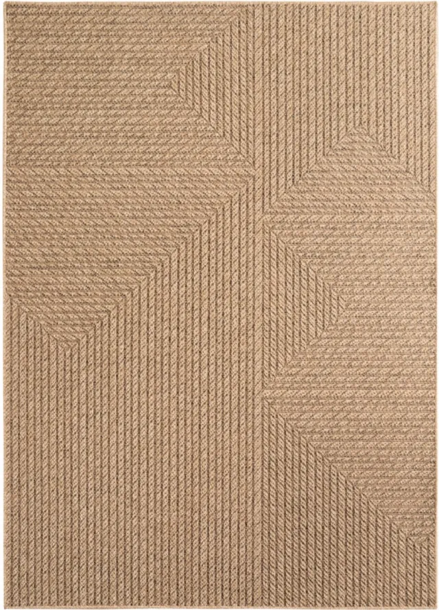Ay yildiz Timber – Geweven Strepen Beige met Sisal-Look – Binnen & Buiten Vloerkleed – Laagpolig Beige 1404