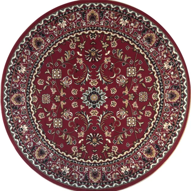 Muratap Klassiek Rood Oosters Rond Vloerkleed – Nain Collectie - Traditioneel Vintage Tapijt- 160 CM Ø
