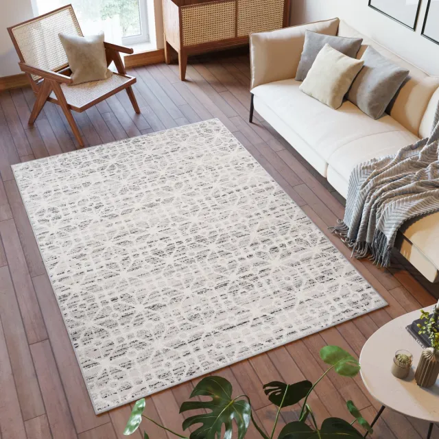 Tapiso Troya Vloerkleed Woonkamer Slaapkamer Creme Vintage Lijnen Design Eyecatcher Interieur Stijlvol Woonsfeer Modern Trendy Duurzaam Hoogwaardig Tapijt Maat - 140x200 Creme1