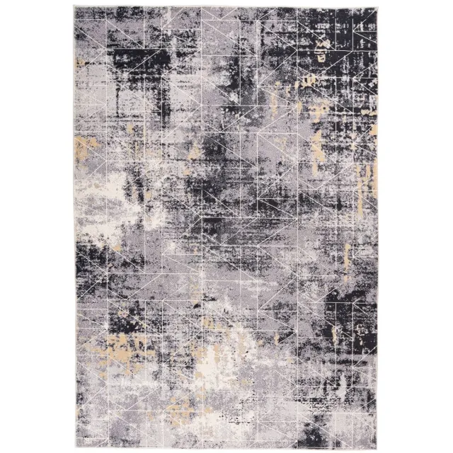 Padiro design laagpolig vloerkleed 80 x 150 cm - lichtbeige - modern abstract ontwerp - voor vloerverwarming - van polyester en katoen