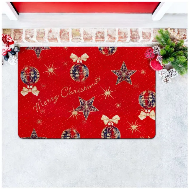 ANRO Merry Christmas Kerst vloerkleed Rood - Glitter, foto 4