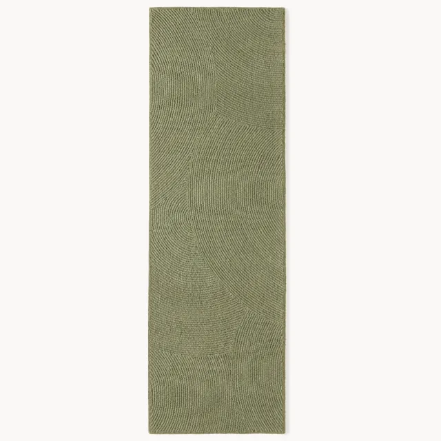 Westwing Collection Handgetuft wollen loper Eleni Groen