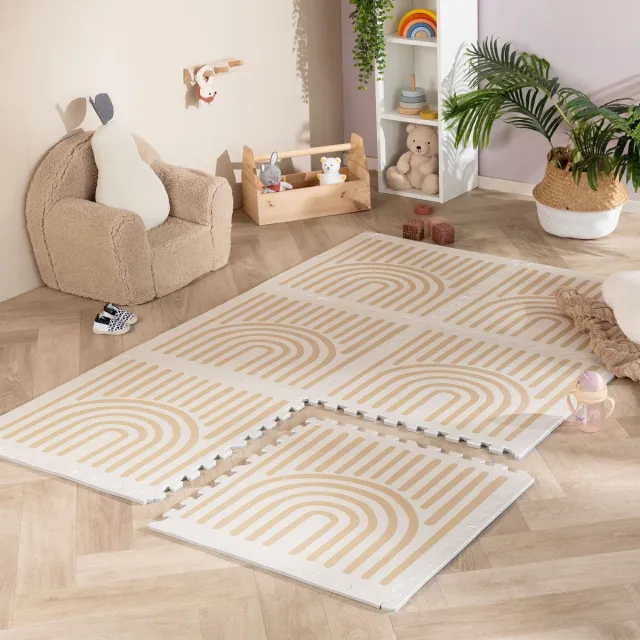Little Olly Foam Puzzelmat - Alfie Grid Beige - 120x180cm