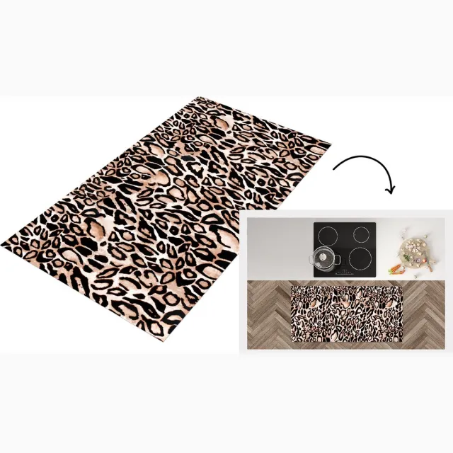 KitchenYeah Keukenloper - Loper keuken - Panterprint - Zwart - Bruin - 120x60 cm - Keukenloper vinyl Multicolor