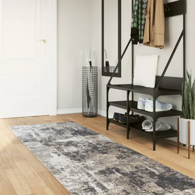 vidaXL Vloerkleed wasbaar 80x300 cm meerkleurig grijs, foto 2