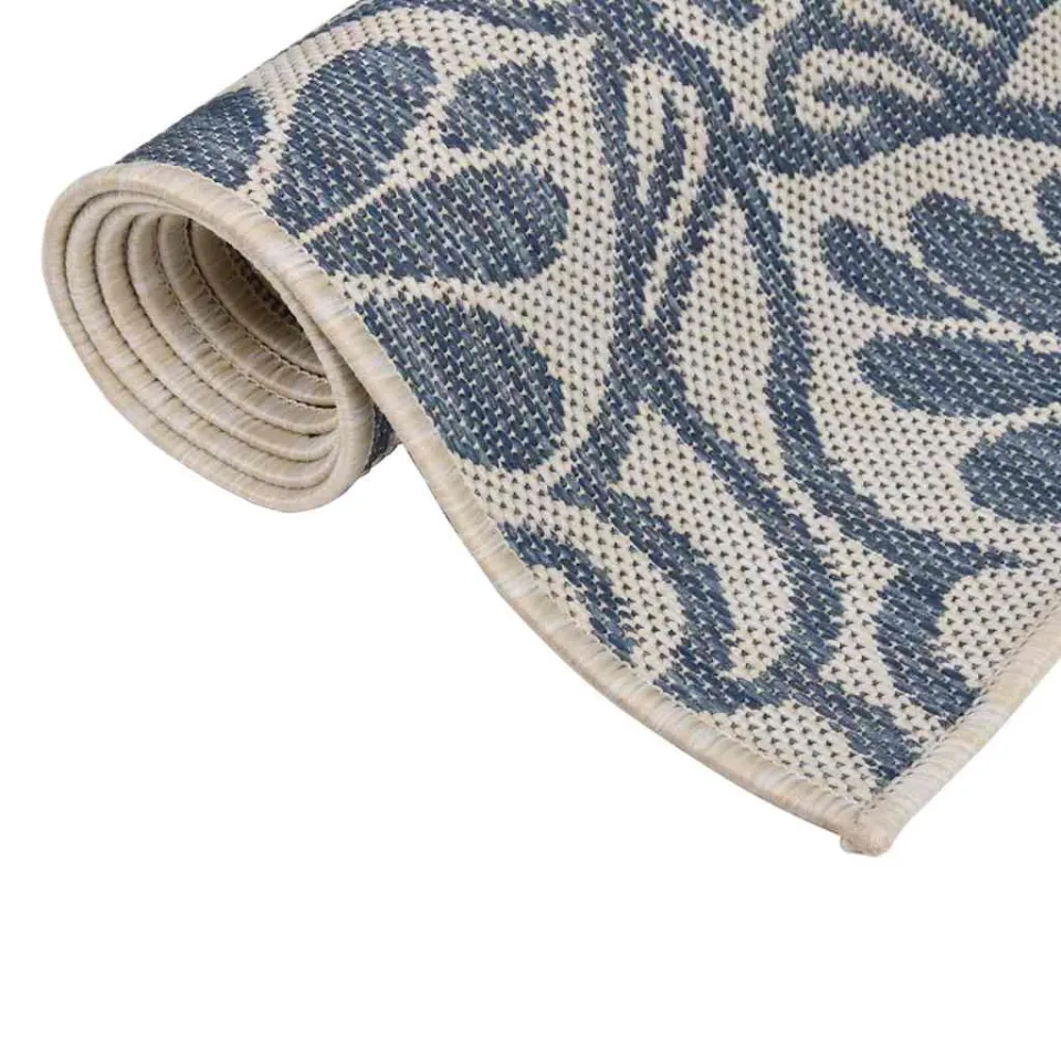 vidaXL Buitenkleed met patroon platgeweven 140x200 cm blauw, foto 3