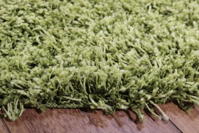 Merinos Vloerkleed Shaggy Plus 965 Green 120cm-Round groen
