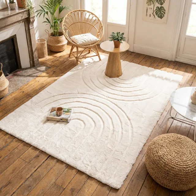Fraai Zacht hoogpolig vloerkleed - Carvy Arches Crème - 160x230cm