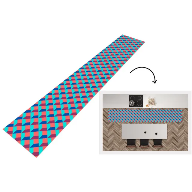 KitchenYeah Keukenloper - Loper keuken - Blokken - Patronen - 3D - Keukenloper vinyl Multicolor