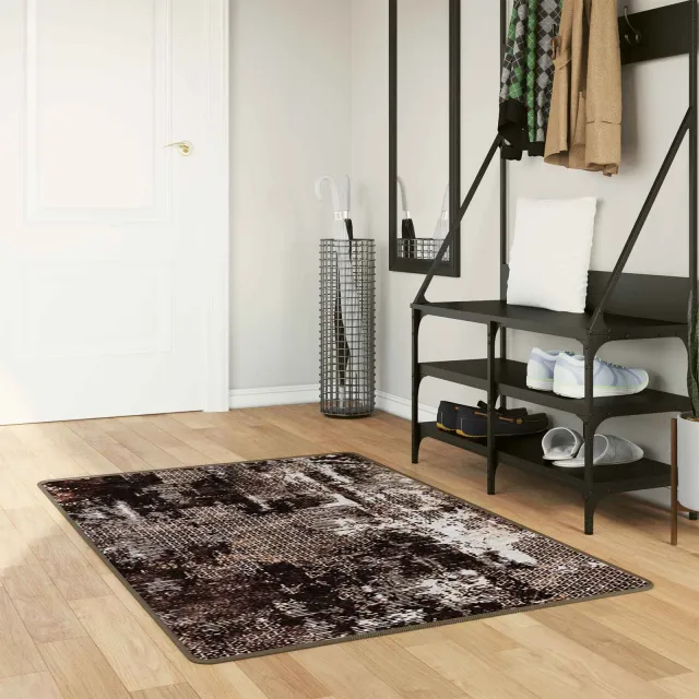 vidaXL Vloerkleedloper MARSA Zwart en Wit 80 x 200 cm Polyester en PVC, foto 2