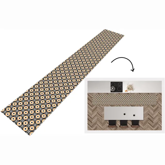 KitchenYeah Keukenloper 300x50 cm - Keukenmat vinyl Patroon - Cirkel - Retro - Keukenmatten loper - Keuken vloerkleed tapijt
