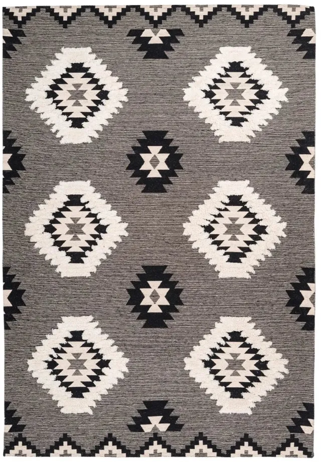 Dutch XXL Laagpolig Vloerkleed | Tapijt | Ethnie | Geometrisch | Grijs | 200x290 cm