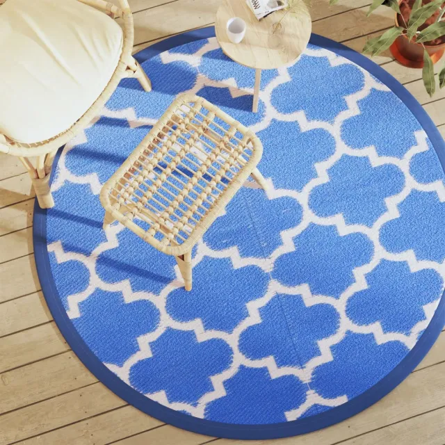 vidaXL Buitenkleed ARAKIL Ø160 cm polypropeen blauw