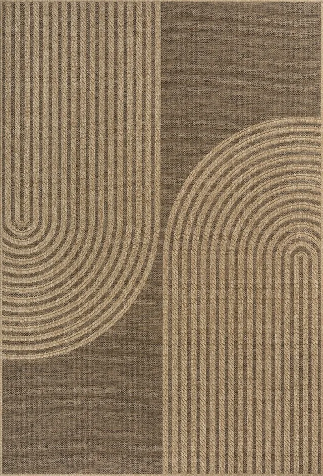 the carpet Kansas – robuust in- & outdoortapijt met modern lijnpatroon, naturel naturel met grafisch lijnpatroon
