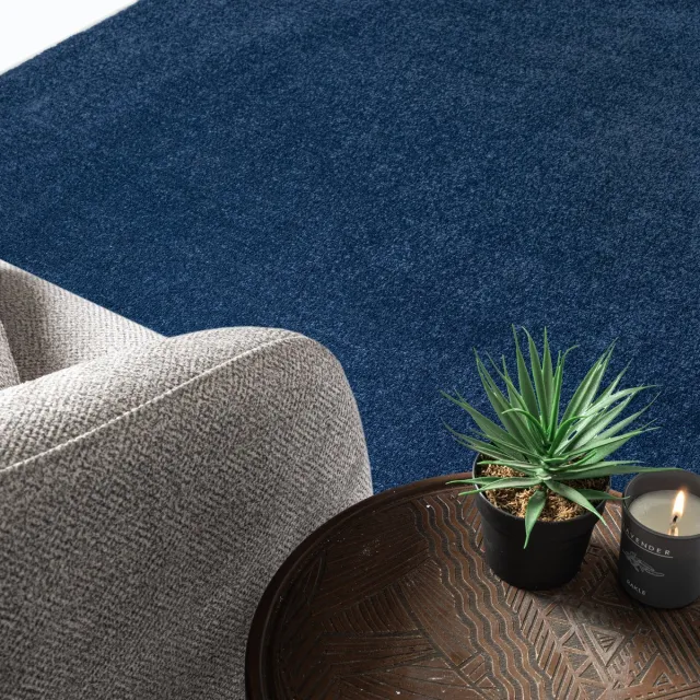 Muratap Uni Effen Laagpolig Vloerkleed Modern Donker Blauw Navy- 300x400 CM
