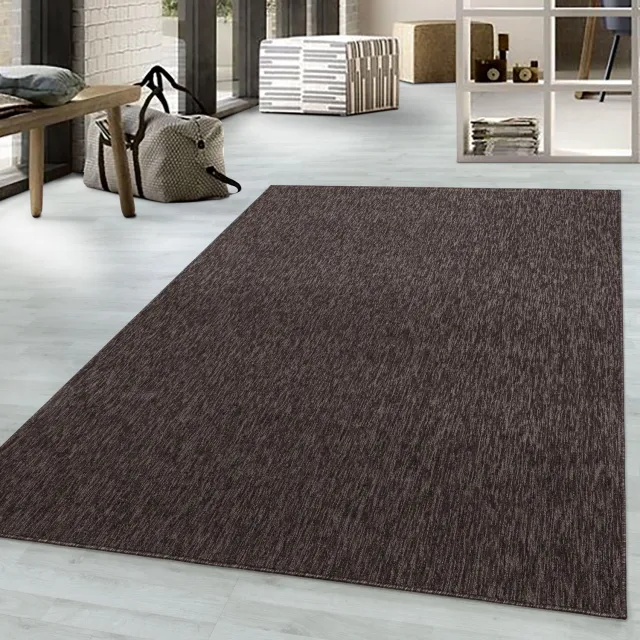 Adana Carpets Laagpolig vloerkleed, effen kleur - bruin, woonkamerkleed, vilten achterkant, afmeting: 160 cm x 230 cm