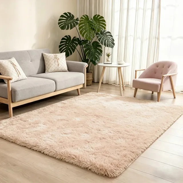 Gudalio Vloerkleed - Tapijt - Vloerbedekking - Hoogpolig - Shaggy - Ultrazacht - Anti-Slip - Modern - 200 x 280 cm - Beige