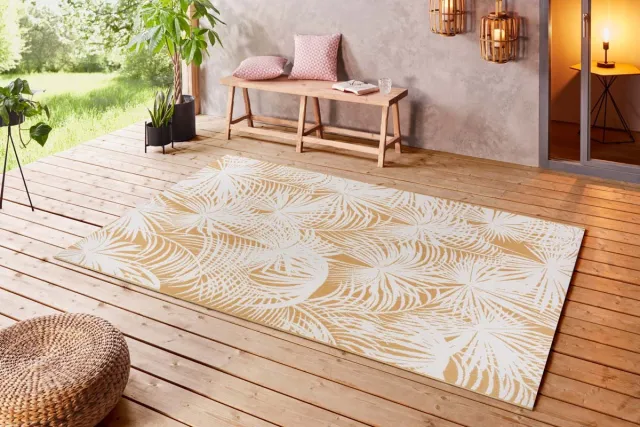 Northrugs Buitenkleed palm - Lagosi goud/crème 160x230