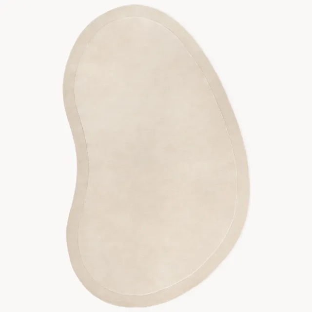 Westwing Collection Handgetuft wollen vloerkleed Kadey in organische vorm Beige
