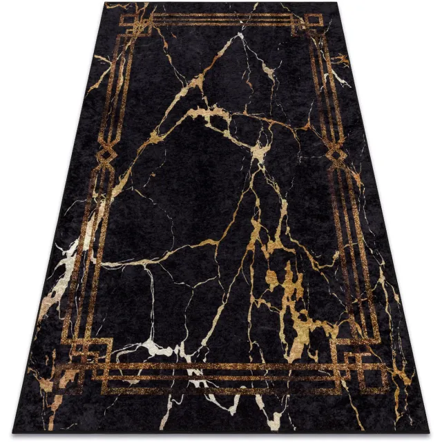 RUGSX Kleden Rugsx MIRO 51333.801 tapijt wasbaar marmer, kader antisl 200x290 cm Zwart