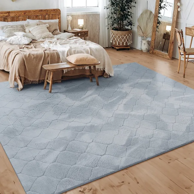 flycarpets Zacht fluffy vloerkleed - Lely Barok Grijs - Laagpolig Tapijt Gang / Slaapkamer / Kinderkamer