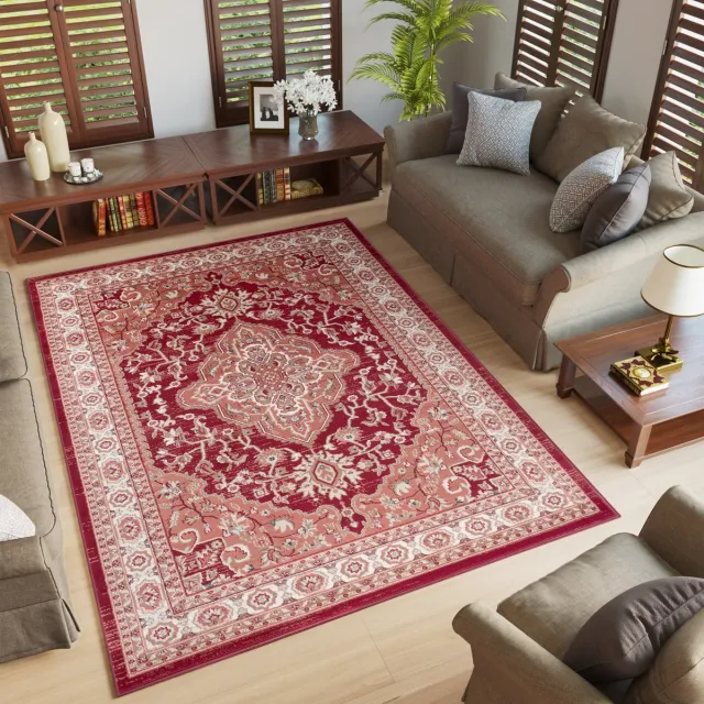 Tapiso Colorado Vloerkleed Rood Modern Oosters Woonkamer Tapijt Rood4