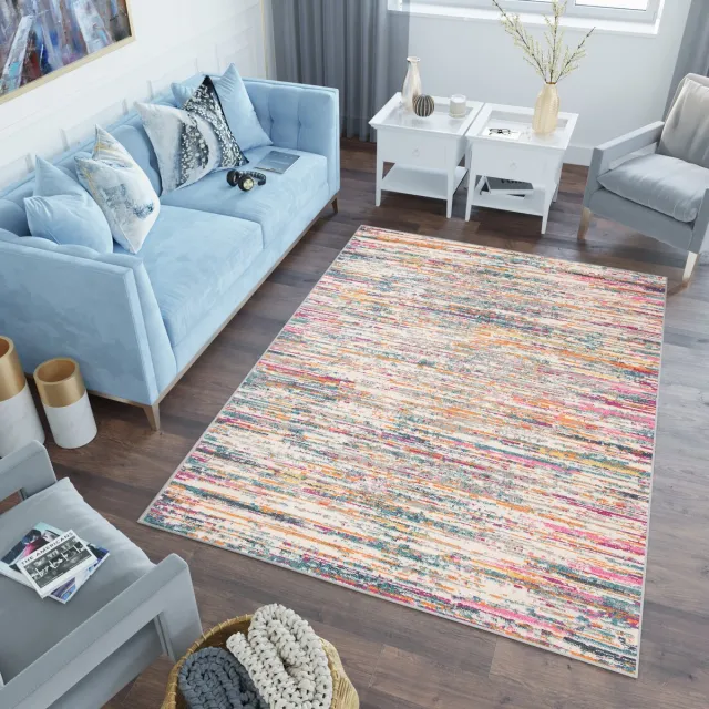 Tapiso Lazur Vloerkleed Grijs Roze Abstract Woonkamer Tapijt Grijs Roze 2