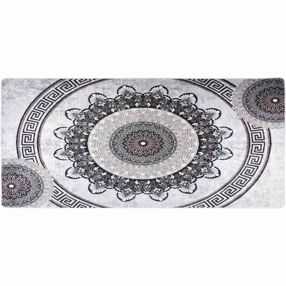 vidaXL Vloerkleed wasbaar 80x300 cm zwart en grijs