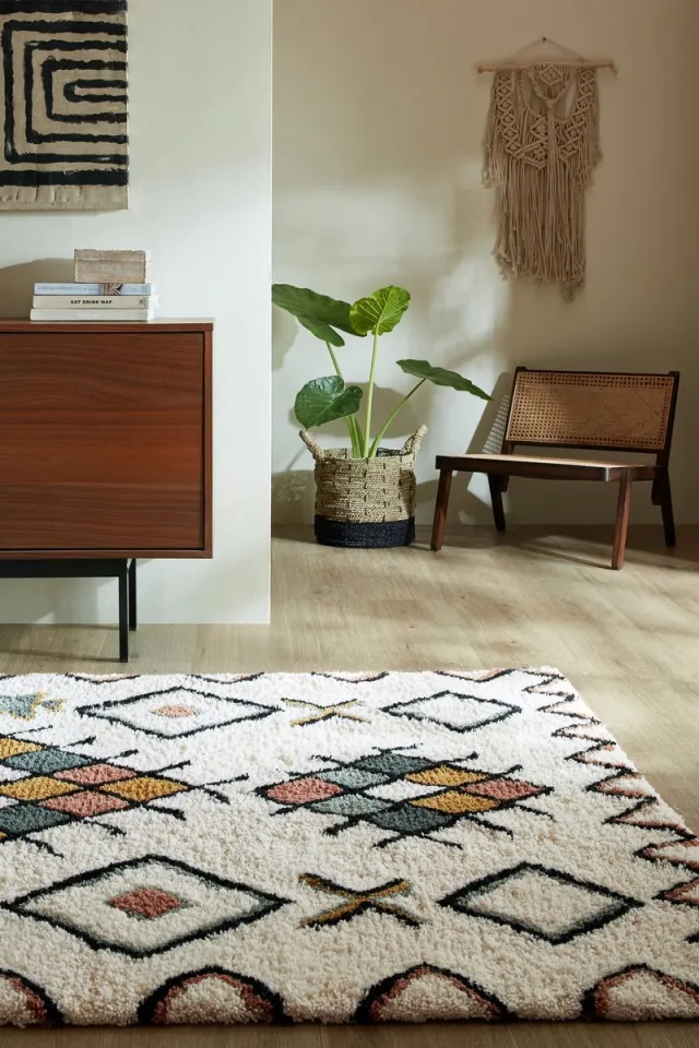 flycarpets Hoogpolig vloerkleed - Berber Design Midar - 100% Wol - Shaggy - Multi