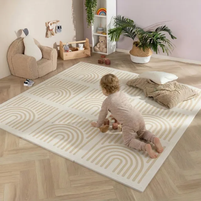 Little Olly Foam Puzzelmat - Alfie XL Grid Beige - 180x180cm