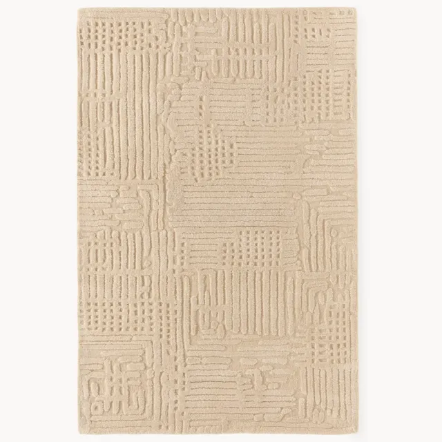 Westwing Collection Hoog-laag wollen vloerkleed Merima, handgetuft Beige