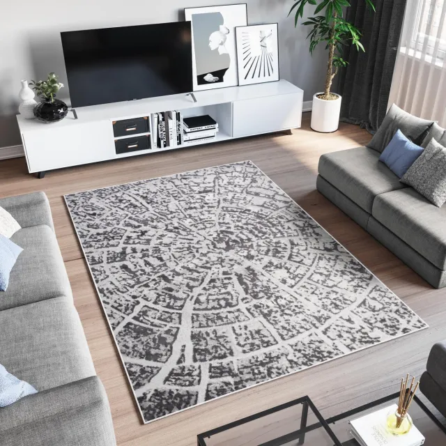 Tapiso Sky Vloerkleed Grijs Woonkamer Modern Abstract Tapijt Donkergrijs1