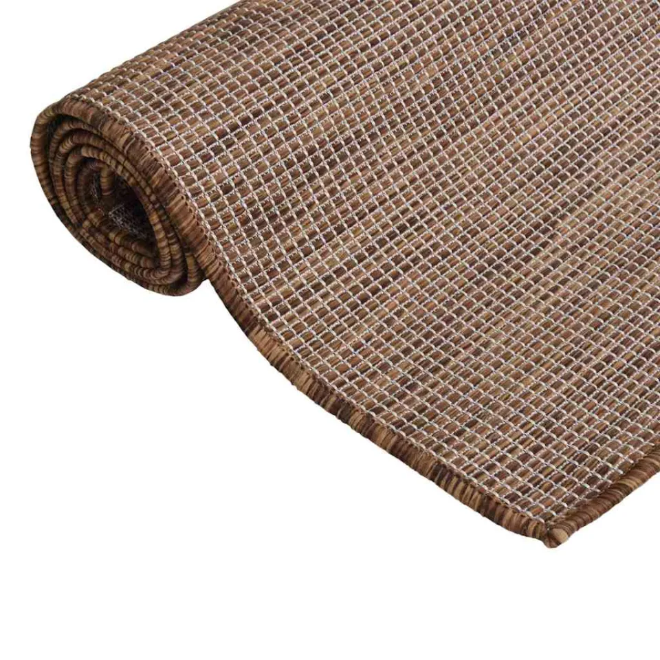 vidaXL Buitenkleed platgeweven 80x150 cm bruin, foto 3