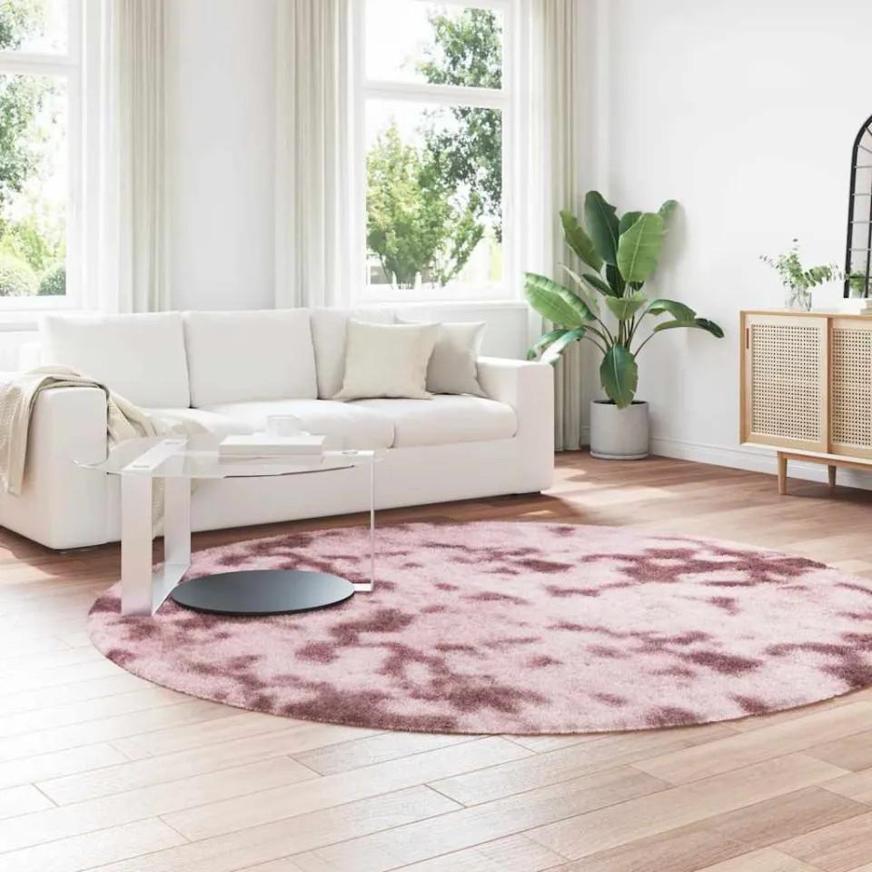 vidaXL Hoogpolig vloerkleed NAVARRA 240x240 cm polyester stoffig roze, foto 3