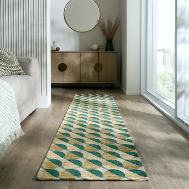 flycarpets Loper Carlos Geometrisch Vloerkleed - Groen