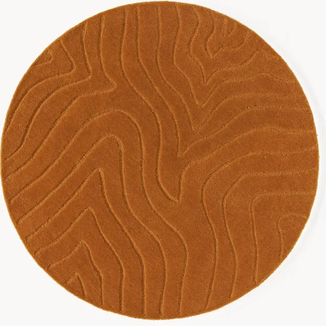 Westwing Collection Rond wollen vloerkleed Aaron, handgetuft Geel