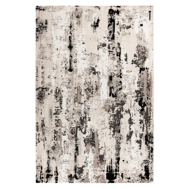 Padiro design laagpolig vloerkleed 120 x 170 cm - lichtbeige - modern abstract ontwerp - voor vloerverwarming - van polyester en katoen