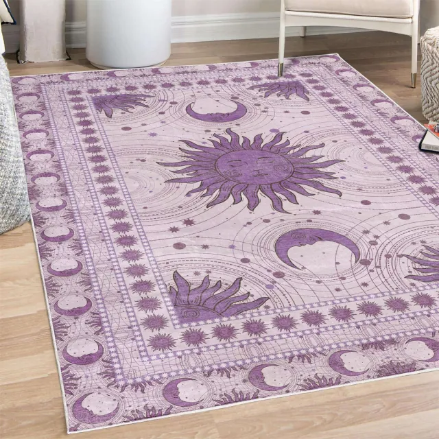 ABAKUHAUS Vloerkleed - Woonkamer Tapijt – lavendel – 69 x 114 cm – Hoogpolig – wasbaar