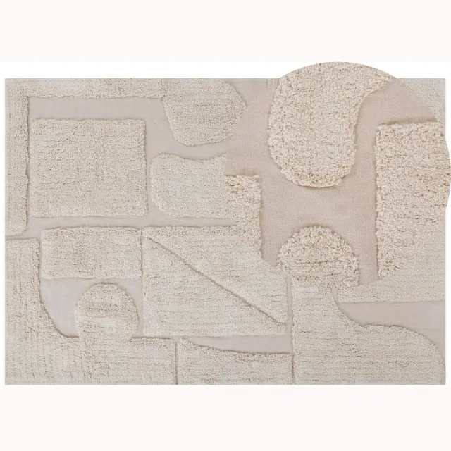 Beliani DIYADIN - Laagpolig vloerkleed - Beige - Katoen