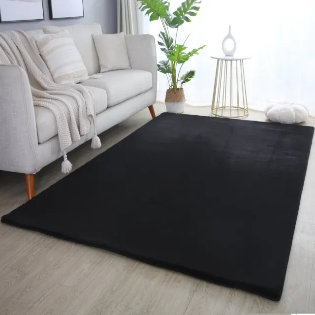Ayyildiz Hoogpolig vloerkleed, effen kleur - zwart, vloerkleed voor de woonkamer, katoenen achterkant, afmeting: 120 cm x 170 cm