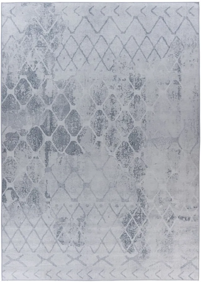 Padiro elegant laagpolig vloerkleed 80 x 150 cm - lichtgrijs - vintage patroon - voor vloerverwarming - van polyester en katoen