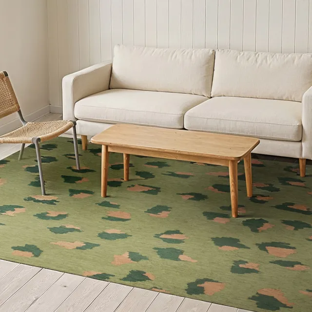 LOLA&MOI Binnen & Buiten Vloerkleed - 200 x 280 cm - Lola&Moi Leo Spinach - Laagpolig Tapijt - Gerecycled PET - Made in Belgium - Circulair groen