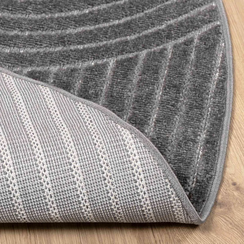 vidaXL Binnen- en buitentapijt PALMERAS Antraciet Ø 120 CM Polyester, foto 4