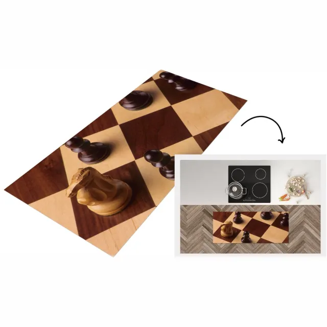 KitchenYeah Keukenloper - Loper keuken - Het schaakbord gedurende een potje schaken - Keukenloper vinyl Multicolor